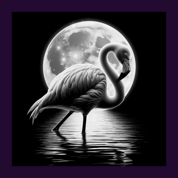 HD Image Flamingo in the Moonlight