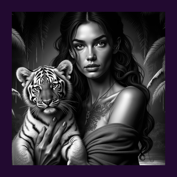 HD Image Girl and Tiger Baby